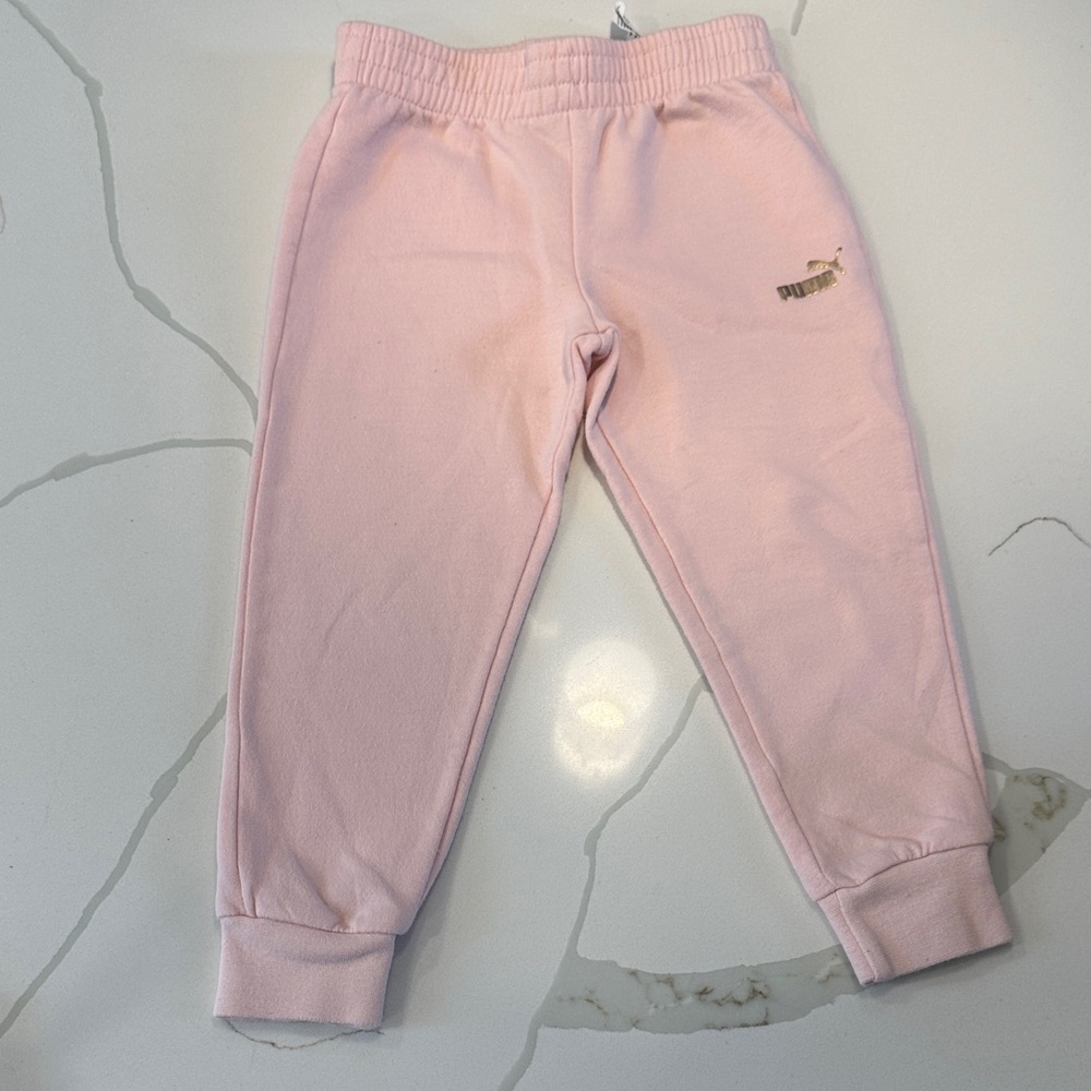 Puma girls cotton jogger sweatpants light pink rose gold size 4 💖